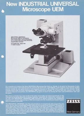 Zeiss Industrial Universal Microscope UEM Brochure and Price List on CD L0194