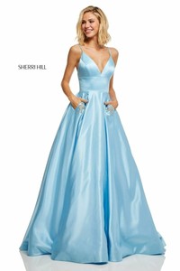 light blue satin ball gown