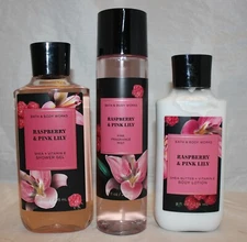 Bath & Body Works Raspberry & Pink Lily Body Lotion, Shower Gel & Fragrance Mist