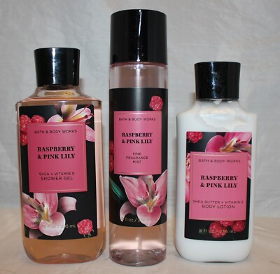 Bath Body Works Raspberry Pink Lily Body Lotion, Shower Gel