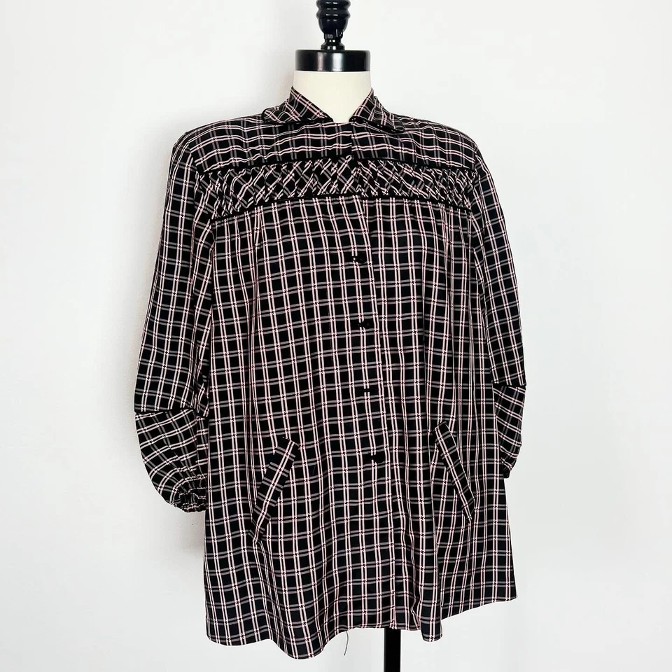 Blusa Top de Maternidad ROSA Y NEGRA Años 50 Vintage Cóctel Tafetán Calzoncillo L Foto 4 de 4