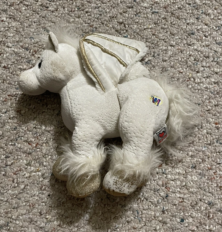 Ganz Webkinz Golden Pegasus 9” Plush Pony White With Wings No Code Retired - Image 3 of 4