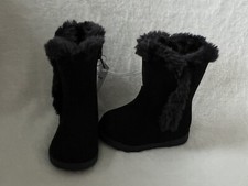 Cat Jack Winter Boots Baby Girls Size 4 Katrina Faux Fur Black