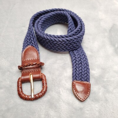 Vintage Wide Blue Braided Belt with Leather Buckle Dreamweaver: Vintage-Inspired Woven Leather Belts | Bed Stu  main image 3