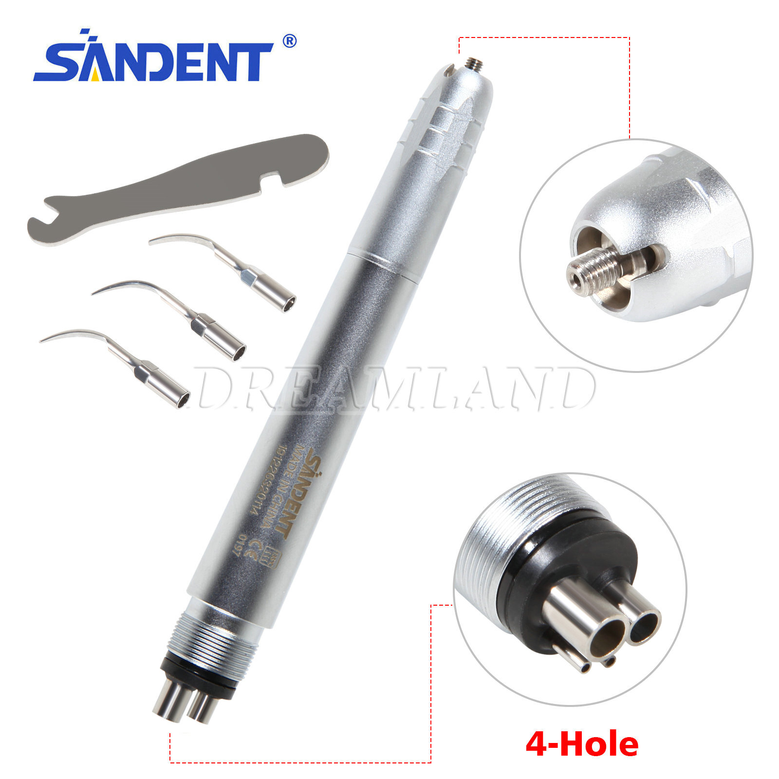 Dental Air Scaler Handpiece Ultrasonic Scaler 4Hole with 3 Tips NSK