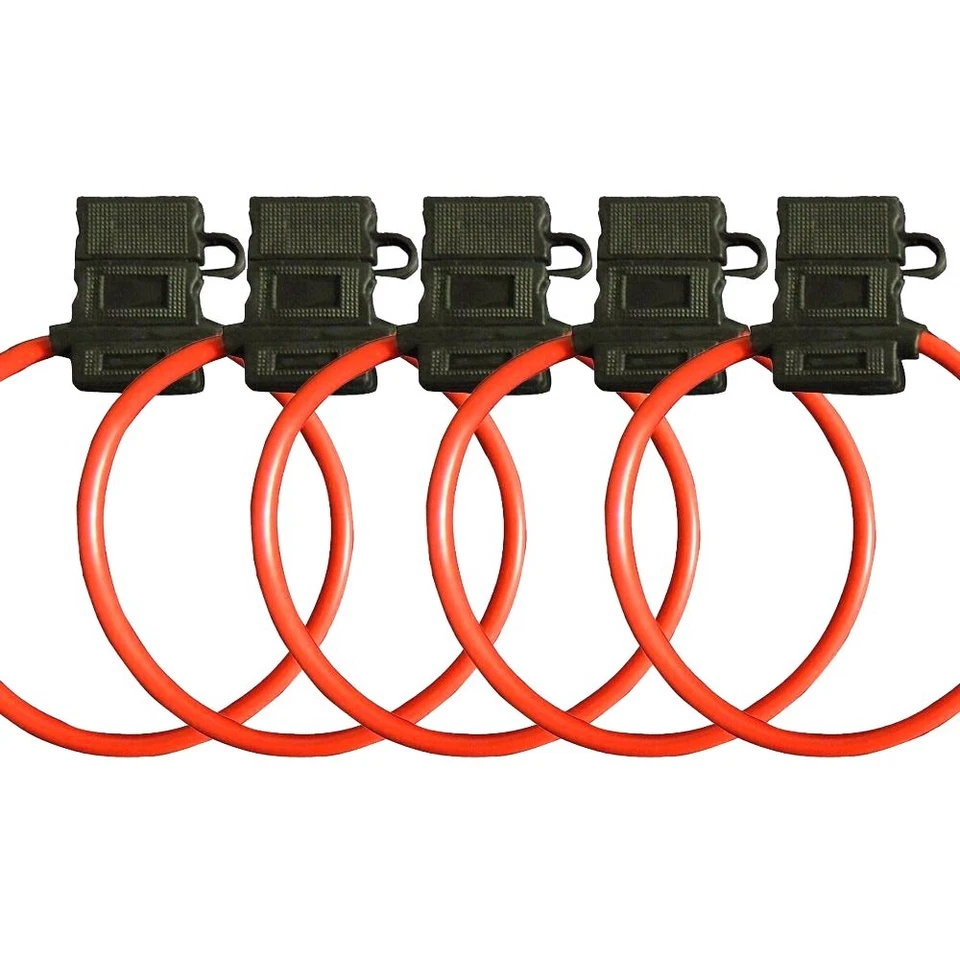 5 Pack 10 Gauge ATC In-Line Blade Fuse Holder 100% OFC Copper Wire with cover  - Image 2 of 4