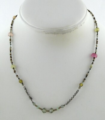 Silpada Sterlingsilber Verschluss Perlen mehrfarbig Glas Halskette 925 5,3 g 17 Zoll