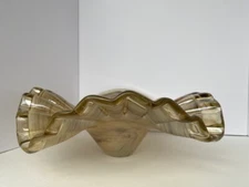 Brown Glass Art Vase Dish Handblown Glass Lavorazione Arte Murano Italy