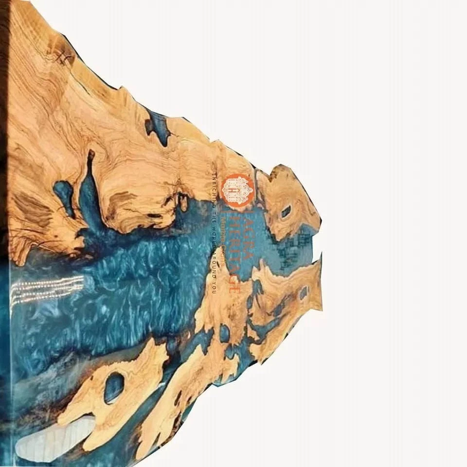 Custom Epoxy Resin Dining Table Top Live Edge Wood Furniture Interior Room Decor - Image 2 of 4