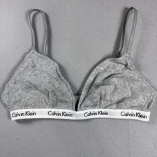 Calvin Klein Bralette Women  s M B85 Gray Wireless Logo Band Adjustable Straps