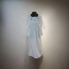 Vintage Erica Loren New York White Lace Trimmed Nightgown Size Large Blue Floral