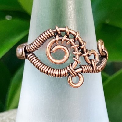 Handmade Boho Wire Wrapped Hippie Ring Size 7.5 Handcrafted Tribal Funky Unique