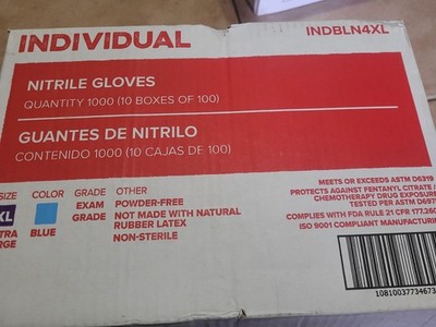 Individual 3 Mil Powder-Free Disposable Vinyl Gloves blue XL (1000 Count)