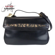 Christian Dior Vintage Trotter Black Gold Hardware Leather 2way Shoulder Bag Han