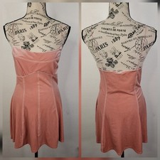 Urban Outfitters Skater Dress Sz M Pink Velvet Sleeveless Festival Boho Mini