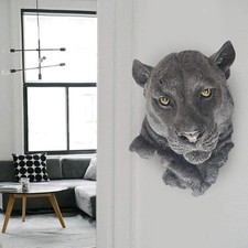 Animal Head Statue Wall Mount Sculpture Art Crafts for Home Black Panther