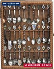 Wooden 30-Souvenir Spoon Display Case Cabinet Wall-Mounted ROTATING JEWELRY TO