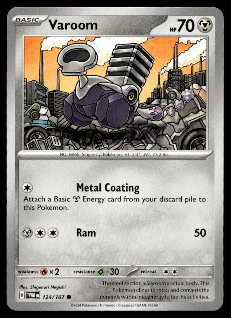 Varoom 124/167 Pokemon Card Twilight Masquerade Common 70 HP NM TX