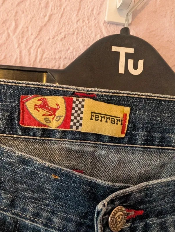 Vintage Ferrari Embroidered Denim Jorts Shorts W36 Baggy Y2K Streetwear image 5