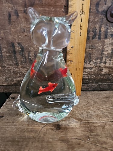 Dynasty Gallery - Blown Art Glass ~ Kitty Cat with Fish in Belly - Picture 6 of 11
