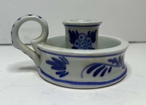 Delfts Blue Chamber Taper Candle Stick Holder, Hand Painted