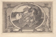 Exlibris Bookplate Heliogravüre Franz von Bayros 1866-1924 Dame Schwan Tempel