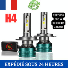 2x Ampoules H4 LED Canbus Blanc 6000K Anti Erreur Phare Auto Moto CSP 3570