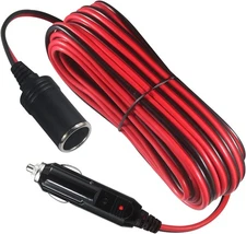 26FT Cigarette Lighter Extension Cord - 26 Feet 12V/24V Male Plug to Female