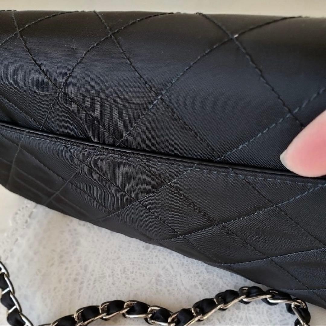 PRADA Black Tessuto Quilted Nylon Chain Crossbody Shoulder Flap Bag Handbag Tote image 4
