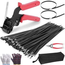 300PCS Metal Zip Ties Gun Kit, 12 Inch Heavy Duty Ties, 12in, Black