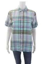 Vineyard Vines Boys Plaid Mardas Short Sleeve Button Down Shirt Blue Size XL