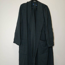 Vintage pendleton mens large long wool robe tartan plaid teal dark green