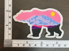 Grizzly Bear With Nature Scenery Embroidered Iron On Patch