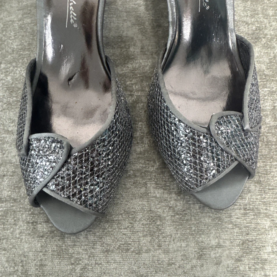 Anne Michelle Women’s peep Toe Silver Glitter Heel D Shoes Size 5 Worn Once - Image 4 of 4
