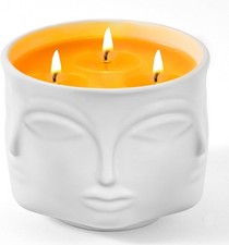 Viyffo Fall Candles   Vanilla  Cinnamon Scented Candle, 3 Wick Large, White