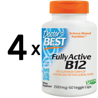 4 x Doctors Best Best Fully Active B12, 1500mcg - 60 vcaps (200,0 EUR/kg)