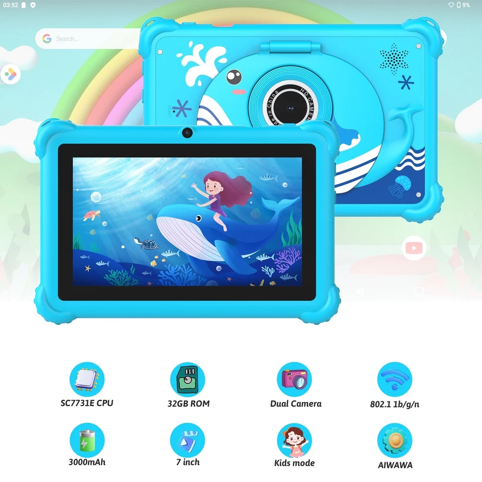 7-inch Kids Tablet for Toddlers, Android 12, 4GB RAM, 32GB ROM, WiFi, Bluetoo... - Image 3 of 4