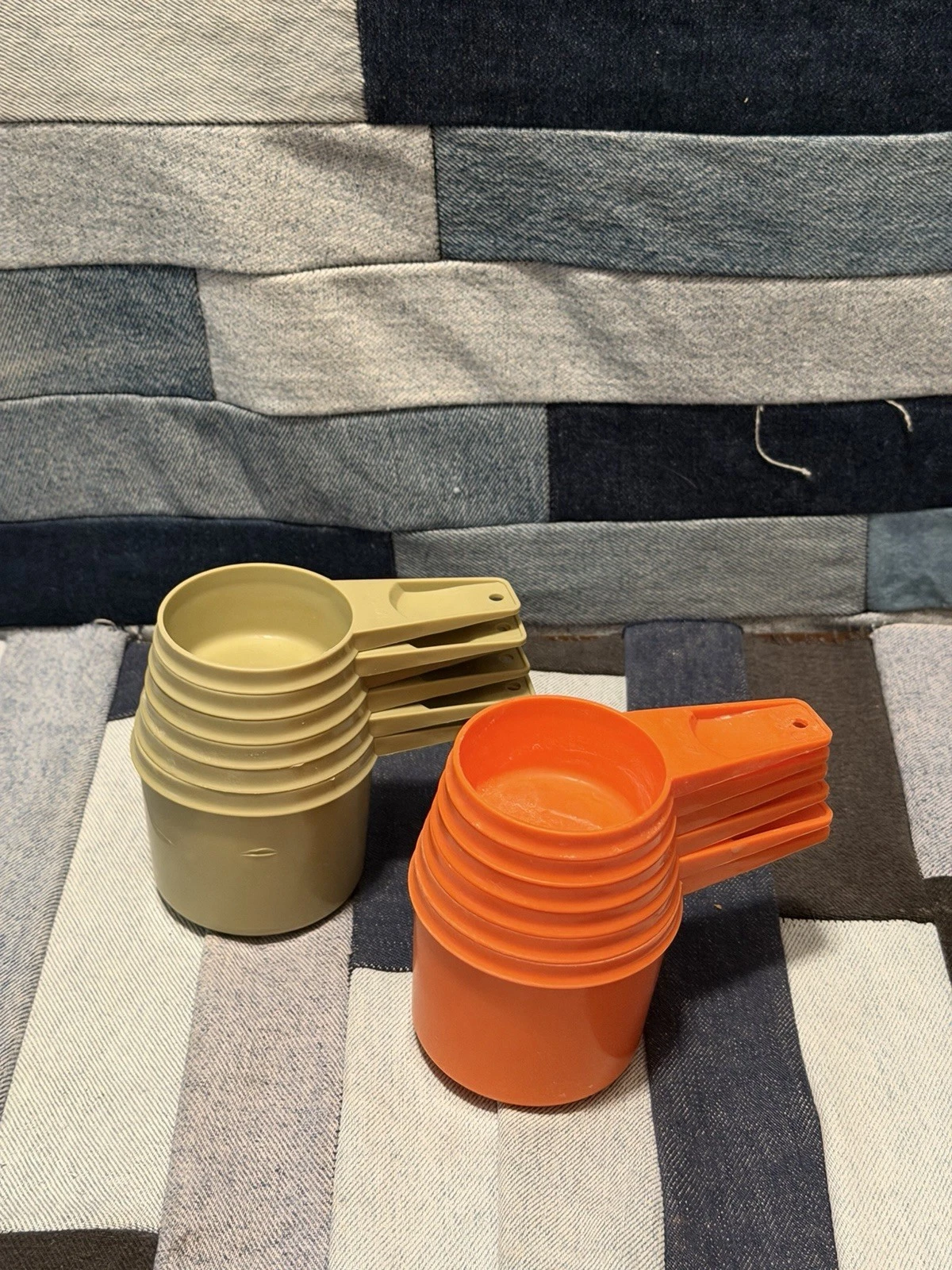 Lot Of 2 Vintage Tupperware Measuring Cup Sets Orange Green