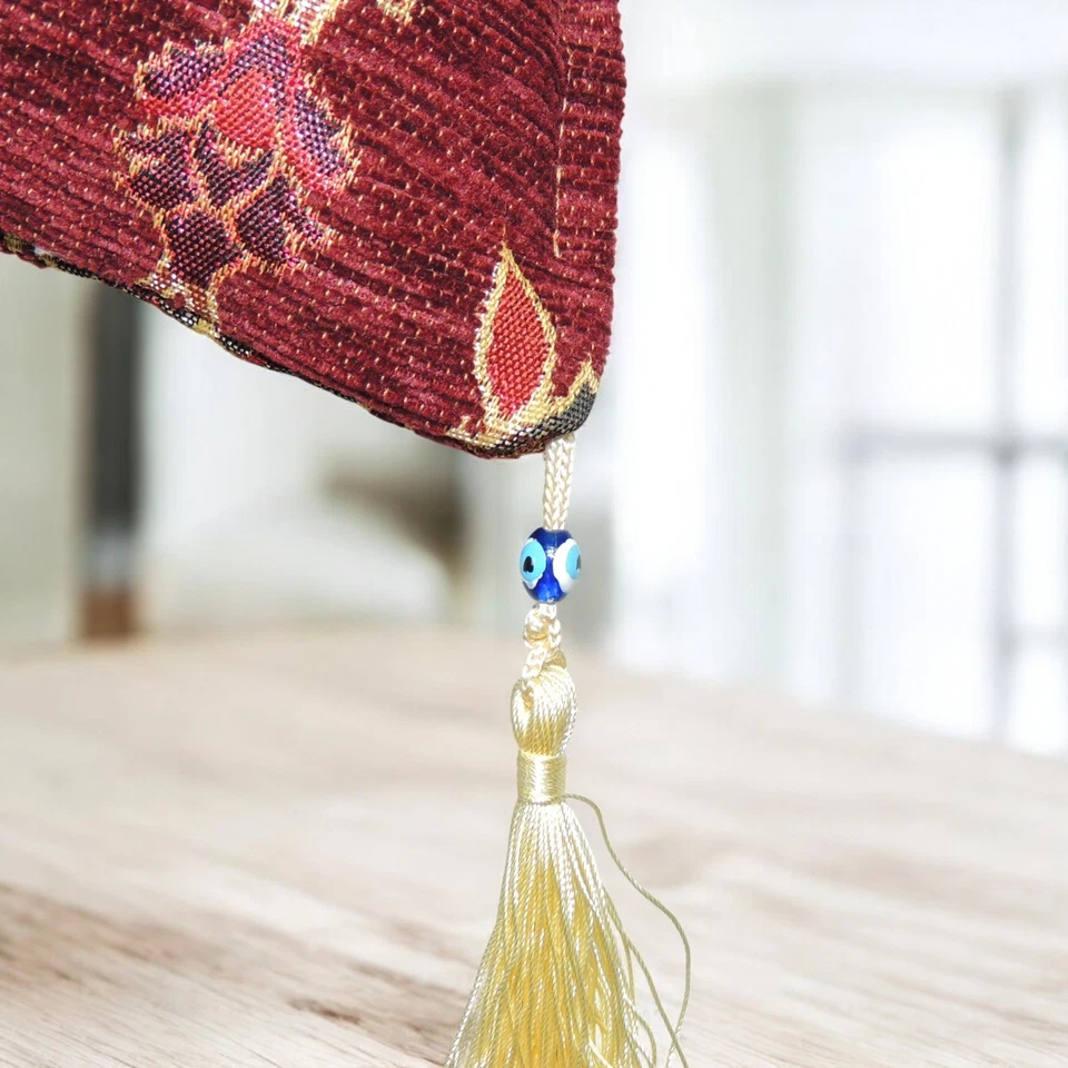 Turkish High Quality Ottoman Style Chenille Cushion Pillow Cover 17" x 17" Red - Image 3 of 4