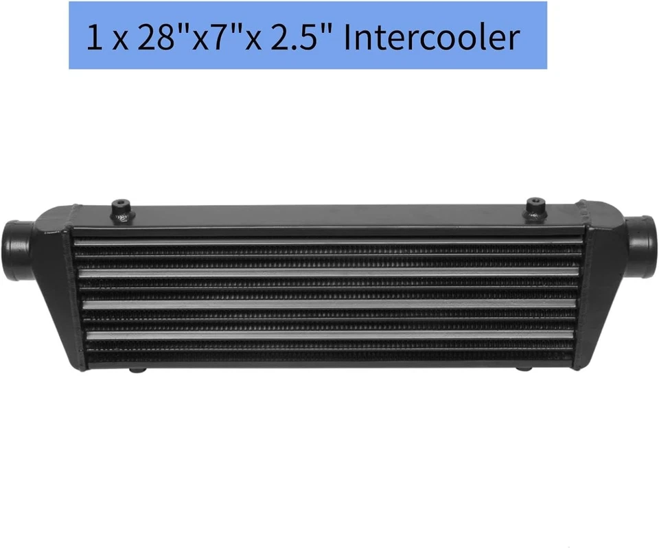 Intercooler turbo universal 28" x 7" x 2,5" + mangueras dobladas + kit de acopladores rectos Foto 3 de 4