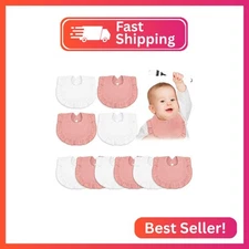 Seematn 10 Pcs Baby Muslin Bibs for Unisex Girls & Boys Drool Bibs Bandana Ruffl