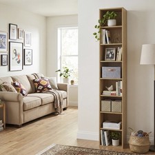 71 Inches Tall Narrow Bookshelf, 8-Tier Slim Bookcase w/ 4 Adjustable Shelves