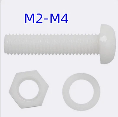 Kunststoff Nylon Linsenkopfschrauben+Sechskantmutter+Unterlegscheiben Set M2-M4 - Bild 1 von 4