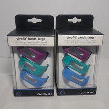 Lot of 2 Garmin Vivofit Replacement bands - 3 Pack Purple, Teal, Blue - Large