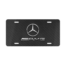 For Mercedes Benz AMG Front Vanity License Plate, Black and Gray Mesh Design
