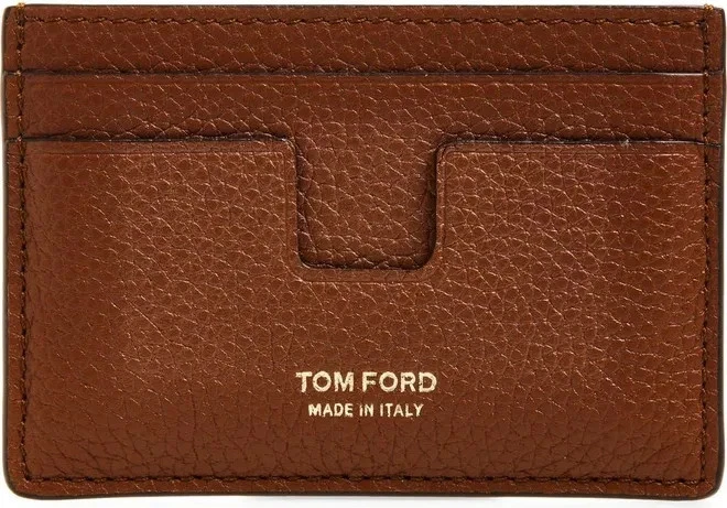 Tom Ford — Tom Ford T-Line Soft Grain Leather Card Holder Midbrown