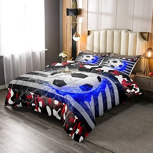 Juego de edredón de fútbol americano, edredón de plumón con bandera americana para adolescentes Twin Multi 25 Foto 4 de 4