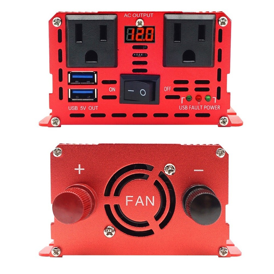 Car 500W Power Inverter Converter 12V to 120V 2USB 2AC Charge Phone