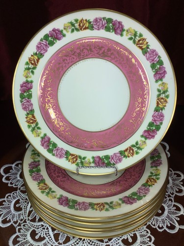 Limoges W.Guerin Porcelain 11” Set of 6 Chargers Dinner Plates 1891-1932 Antique - Picture 17 of 24