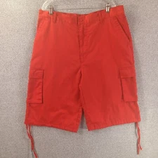 Red Iodine Cargo Shorts Men 40 Red Leg Drawstring Flat Front Below Knee RN63525